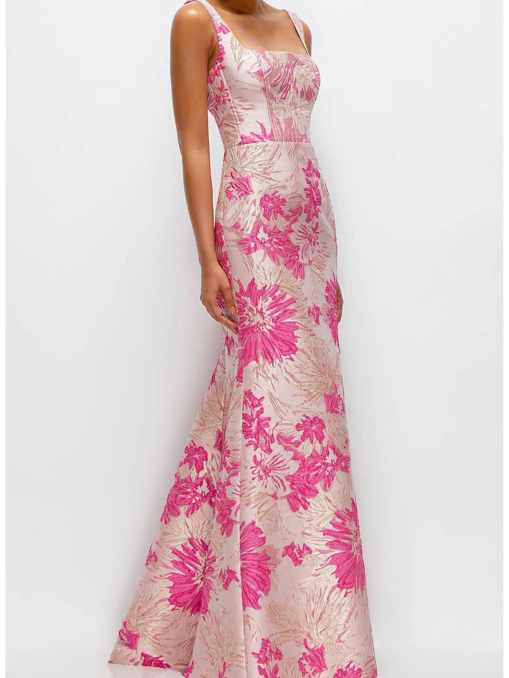 Dessy Collection Hibiscus Square Neck Trumpet Mermaid Homecoming Prom Gown 0